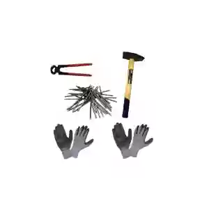 Cleste standard pentru cuie, 8 + Ciocan mecanic forjat, coada lemn, 500gr + 2 x Manusi protectia muncii + 5kg Cuie 100mm