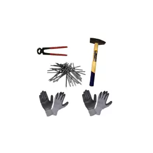 Cleste standard pentru cuie, 8 + Ciocan mecanic forjat, coada lemn, 500gr + 2 x Manusi protectia muncii + 5kg Cuie 100mm